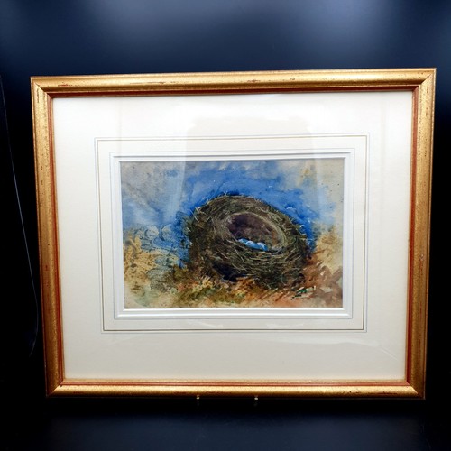 Original watercolour bird nest - bird,