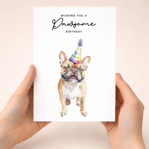 French bulldog birthday card - french,