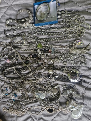 Silver tone jewellery mix - silver,