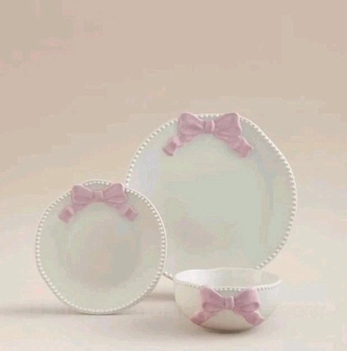 Pink white bow dinner set - pink, &