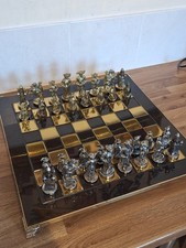 Manopoulos Greek Mythology High Quality Gift Chessmen Rare Chess Set  + Boards.♡