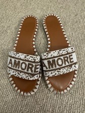 Marbella Beaded Slider Sandals Gold And White Size 40