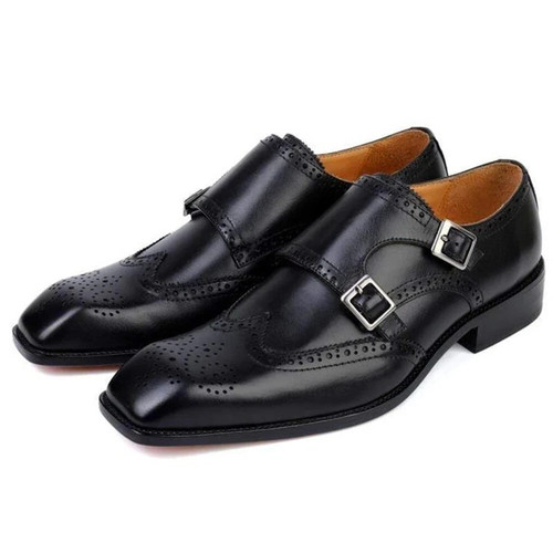 Handmade black double monk - black,