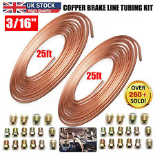 2X 25FT Copper Brake Pipe Hose Line Tube Roll 3/16'' Fittings Tubing Kit 32 Nut