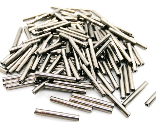 Glass silver core - bugle, beads