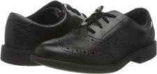 NEW CLARKS BOYS SCALA BROGUES BLACK LEATHER SMART SCHOOL SHOESUK  SIZE 13.5 G