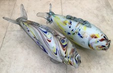 TWO LARGE MULTICOLOURED GLASS