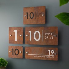 House Number Sign Printed Rust
