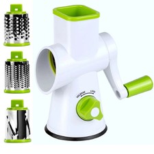 Rotary Cheese Grater - Round Vegetable Mandoline Slicer with 3 Drum Stainless St