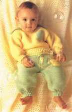 Vintage Baby Two Piece Knitting Pattern, 3 sizes, DK wool , A4 printed copy