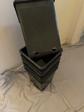 Square black plant pot - black,