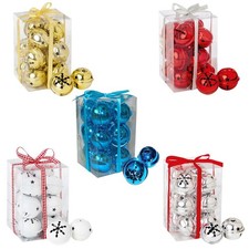 Christmas Jingle Bell Baubles Tree Decoration 12 Pack Metal 40mm Choose Colour