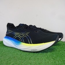 ASICS Trainers Size 11 Men's Black Glow Yellow PureGel Nimbus 25 Running Shoes
