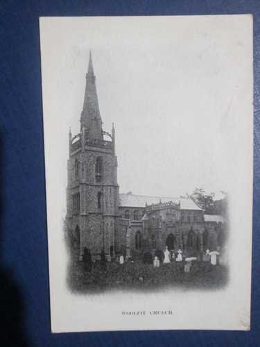 Postcard woolpit church near - -,