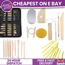 Pottery Sculpting Tool Set Wood and Metal Modelling Clay Complete Tools Set UK
