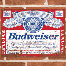 BUDWEISER Metal Sign Man Cave Shed Garage Bar Pub Lager Beer Retro Tin Sign UK