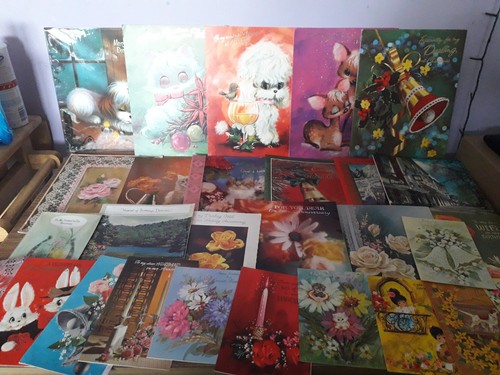 Vintage used greetings cards - used,