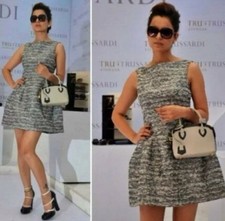 ZARA Black Silver Tulip Dress Metallic Tweed Sleeveless Lined Mini Dress M