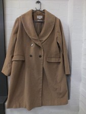 Monsoon Camel Beige Wool Blend Double Breasted Coat Size 22  (Hol)