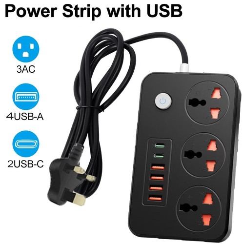 4usb 2type extension lead - 4usb+2type-c,