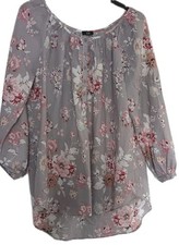 Ladies Grey Floral Dipped Hem