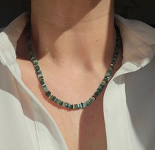 Raw EMERALD Beaded Necklace