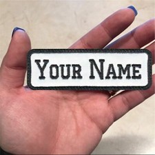 Custom embroidered, 1 Line, Name tag, Patch, Iron on, 4x1.25inch, 10.5x3.5cm