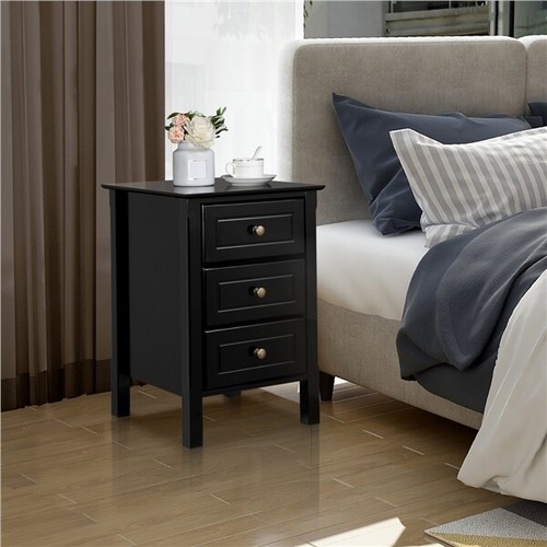 Black bedside table chest - table, of