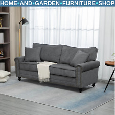 Grey 3 Seater Sofa 3 Person Fabric Sofa for Living Room Throw Pillow Thick Seats