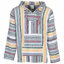 Mexican Baja Hoodies for Men/Women, Jerga Hooded Top - Sugar Stripe