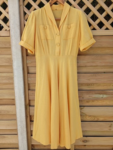 1940s yellow dress - 1940s,