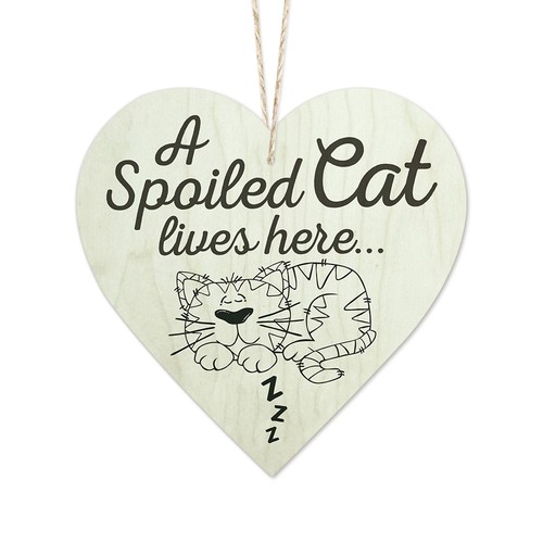 Cat wooden hanging - wooden, plaque