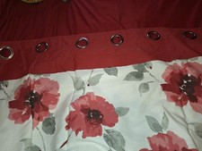 Lined Curtains 66x90  Silver Ring Top On A Solid Red Band