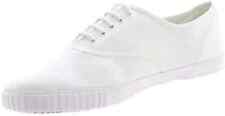 Kids Adult Unisex White Slip On Pumps Plimsolls Gym Sport Lace Up Retro Trainer