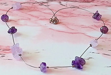 "KA22" sweet vintage wire amethyst stones necklace
