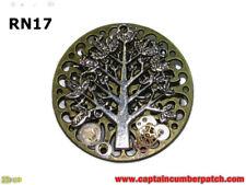 steampunk badge brooch silver tree clockwork watch parts cogs gearwheels #RN17