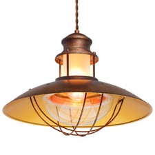 Industrial Ceiling Rustic Pendant Light Caged Lamp Shade Nautical Lantern H3076