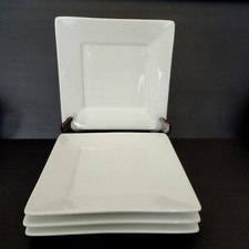 4 Fitz & Floyd Everyday White Porcelain Square Salad Plates 7 1/4" Oven Safe EUC