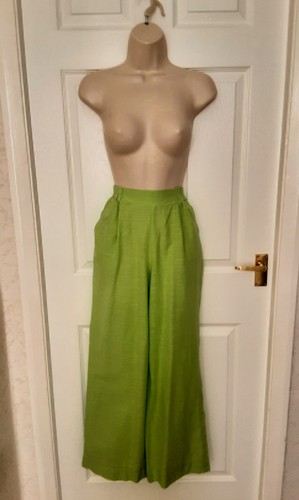 Linen wide leg trousers lime - linen,