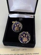 PAIR OF THREE PENCE ENAMELLED CUFFLINKS