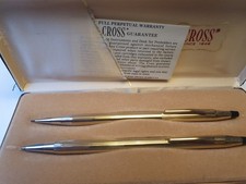 Vintage Cross 10kt Rolled Gold Pen & Pencil Set. Original Box. Made in Ireland.