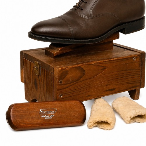 Vtg wooden shoe shine box - vtg,