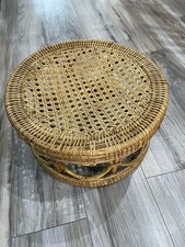 Bamboo Vintage Cane and Wicker Rattan Woven Round Stool / table / plant pot 