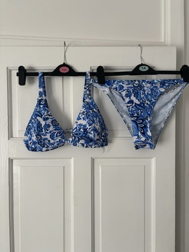 Blue white floral mesh bikini - floral,