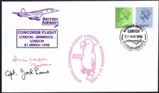 CONCORDE  SPECIAL FT COVER SIGNED Cpt WALPOLE & LOWE_LONDON-BARBADOS-LONDON_UNIQ