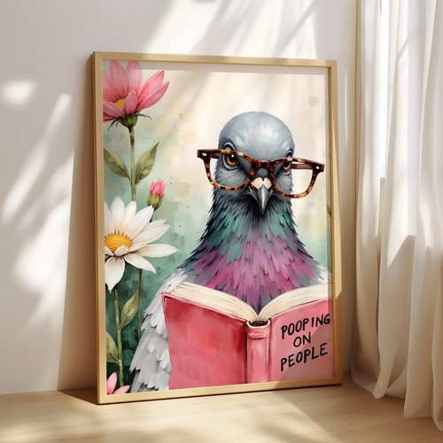 Funny pigeon reading - funny,