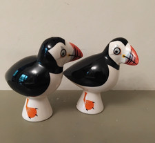 Hannah Turner Puffin Salt & Pepper Shakers Ceramic Sea Bird Novelty Handmade