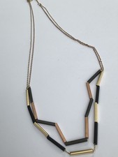 OLIVER BONAS Square Tube Bead Two Tone Chain Necklace Multi Colour 26