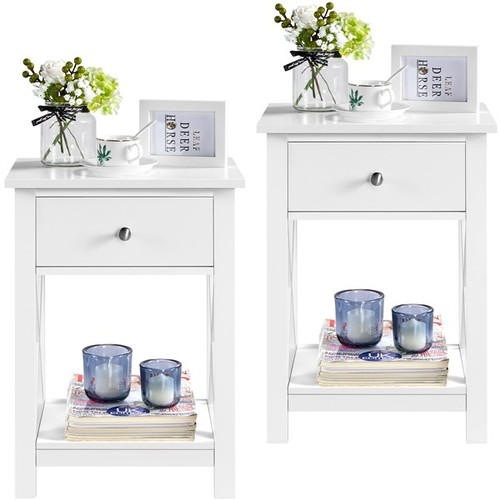 Bedside tables 2pcs white - tables,