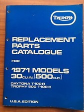 TRIUMPH 500 1971 Daytona trophy Motorcycle Spare Parts Brochure T100 R C